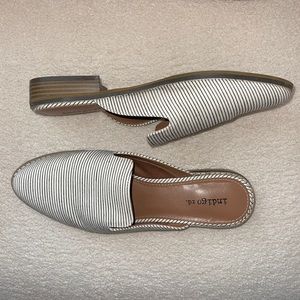 Cloth striped mules. Size 8, worn 3-5 times